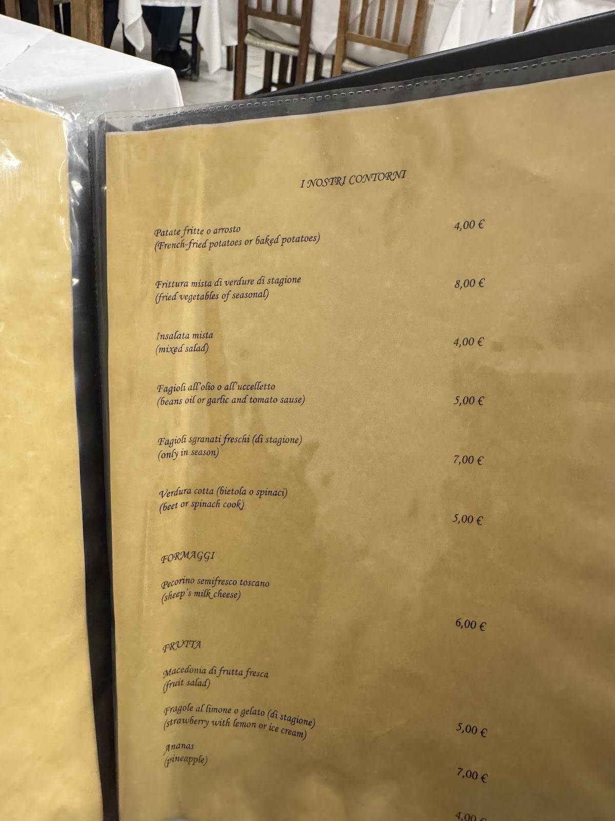 Menu di Antica Trattoria Sanesi 