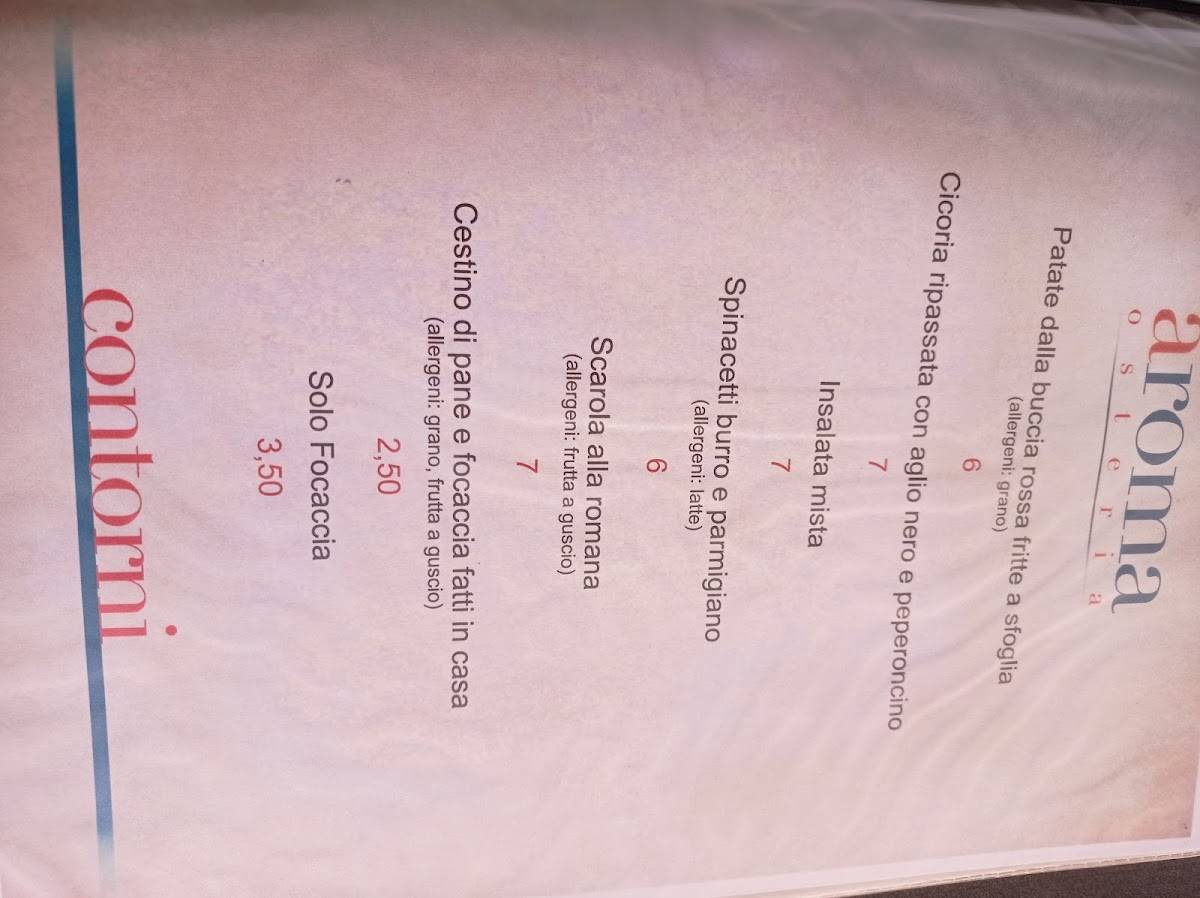 Menu di Aroma Osteria 