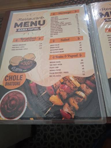 Baba Hotel & Restaurant menu