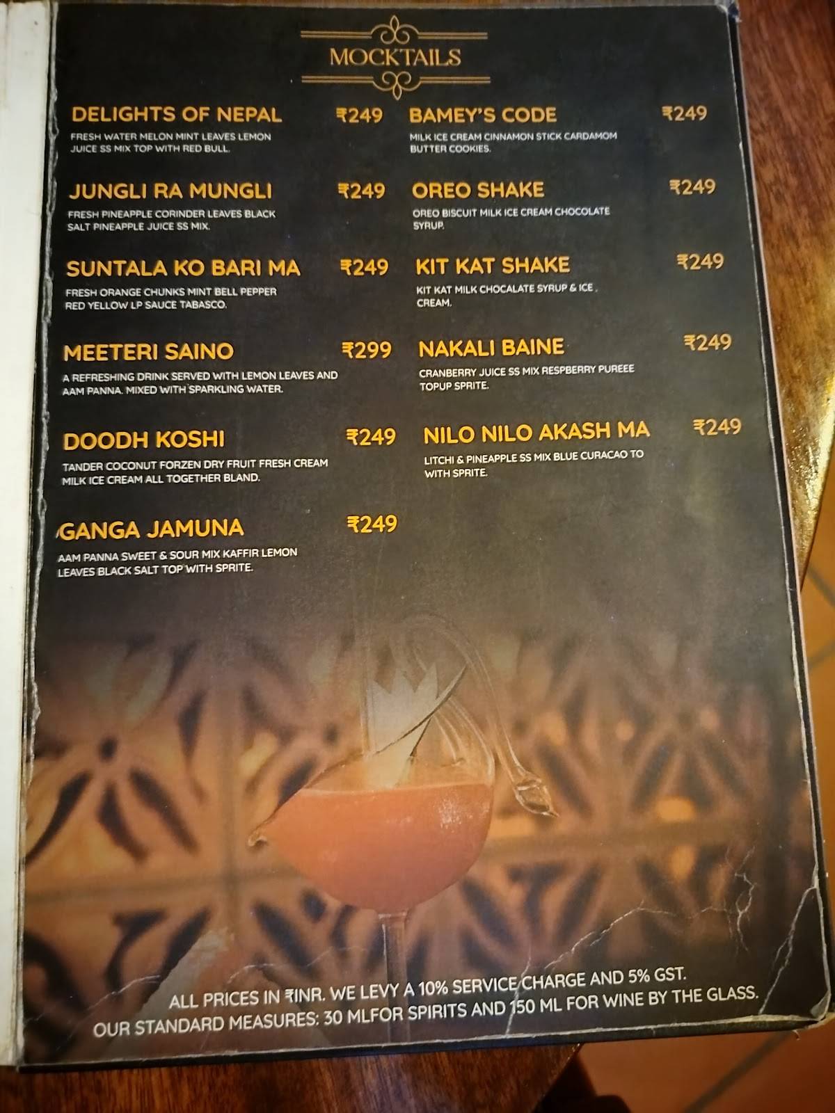 Bamey's Restro Cafe menu