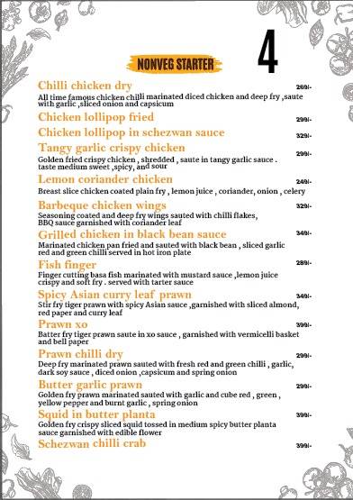 Baranda Cafe and Restaurant menu