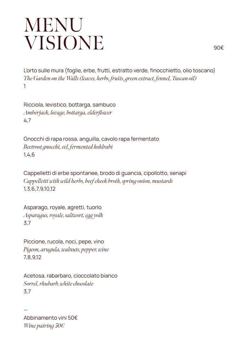 Menu de Barbagianni Fine Dining