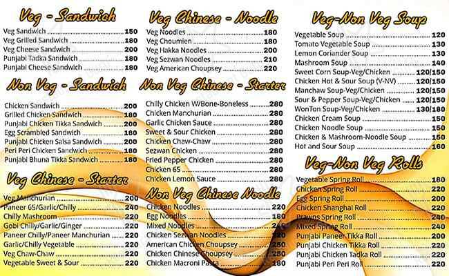 Barbeque Hut menu