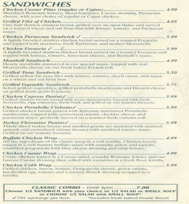 Barnelli's Pasta Bowl menu