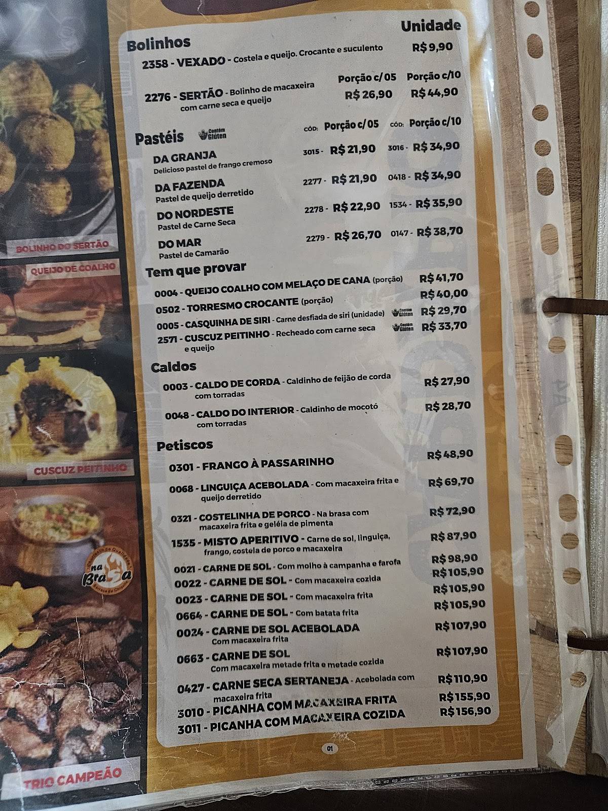 Barraca da Chiquita Restaurante cardápio