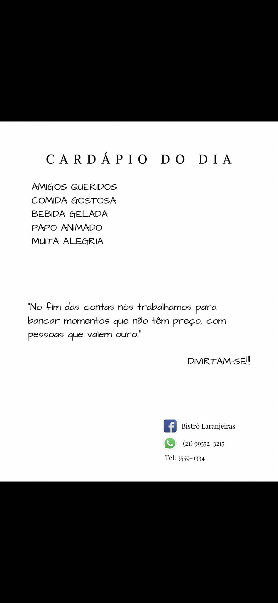 Bistrô Laranjeiras cardápio