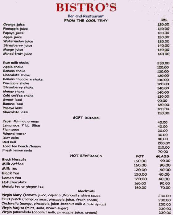 Bistro Shack menu
