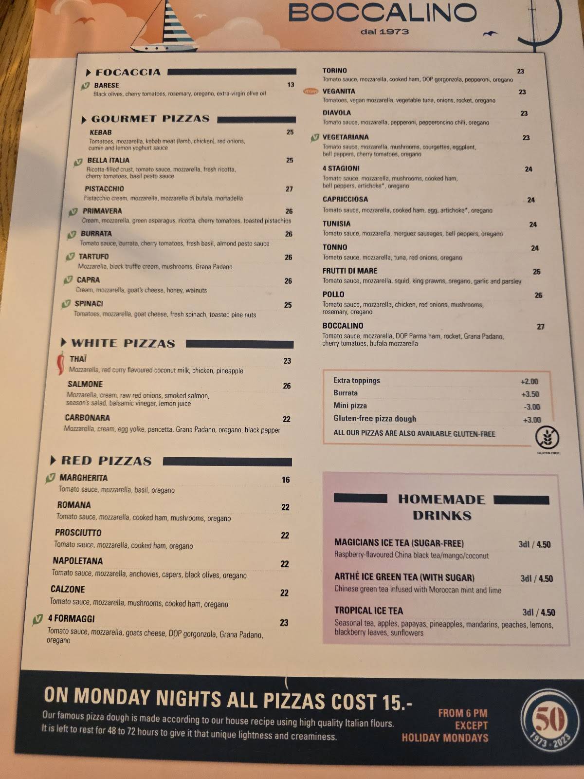 Menu di Restaurant Boccalino 