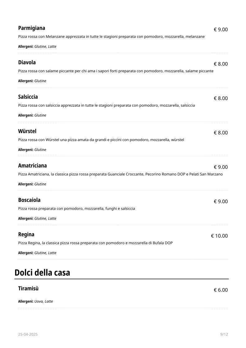 Menu di Bompiani Trattoria 
