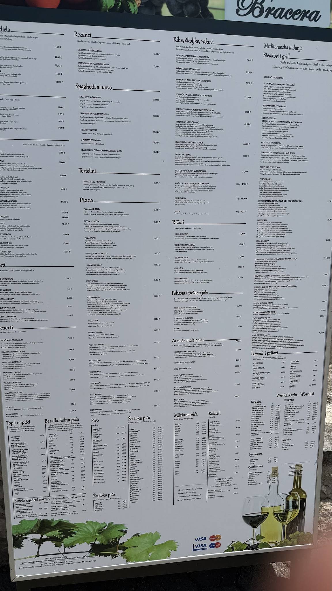 Menu di Restaurant Bracera 