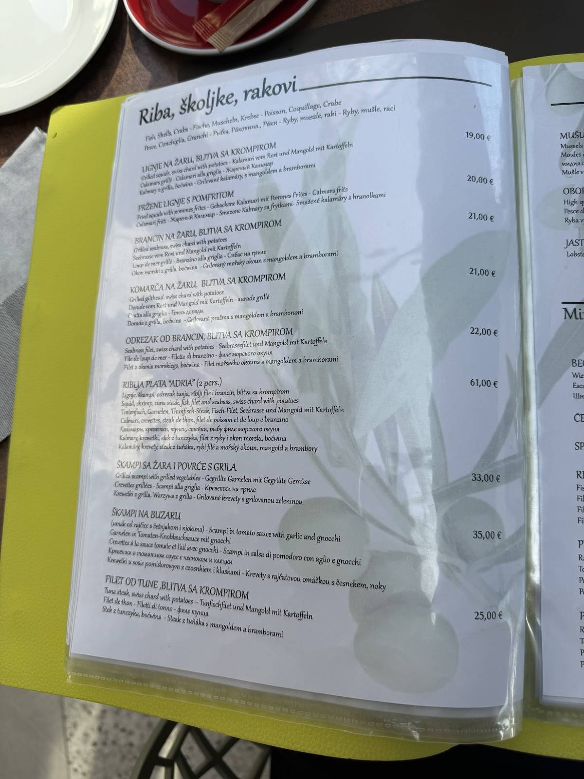 Menu di Restaurant Bracera 