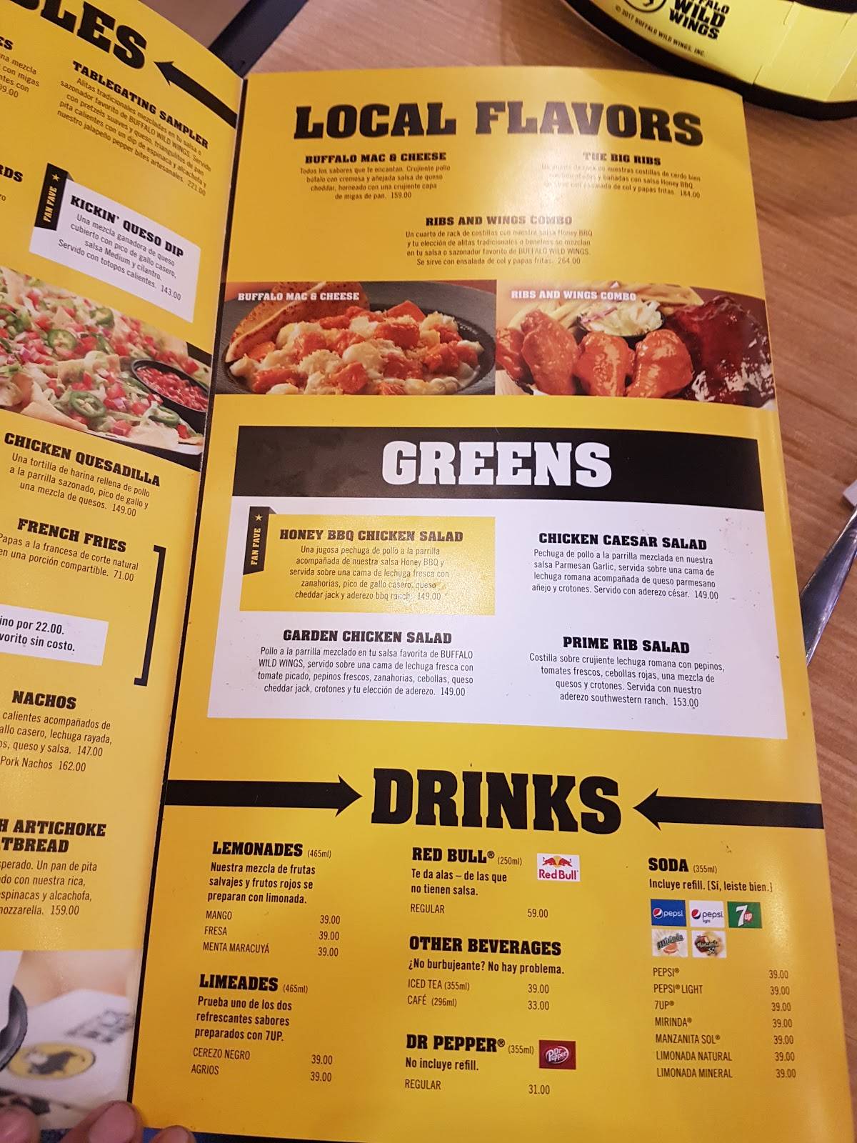 Carta del restaurante Buffalo Wild Wings, Torreón