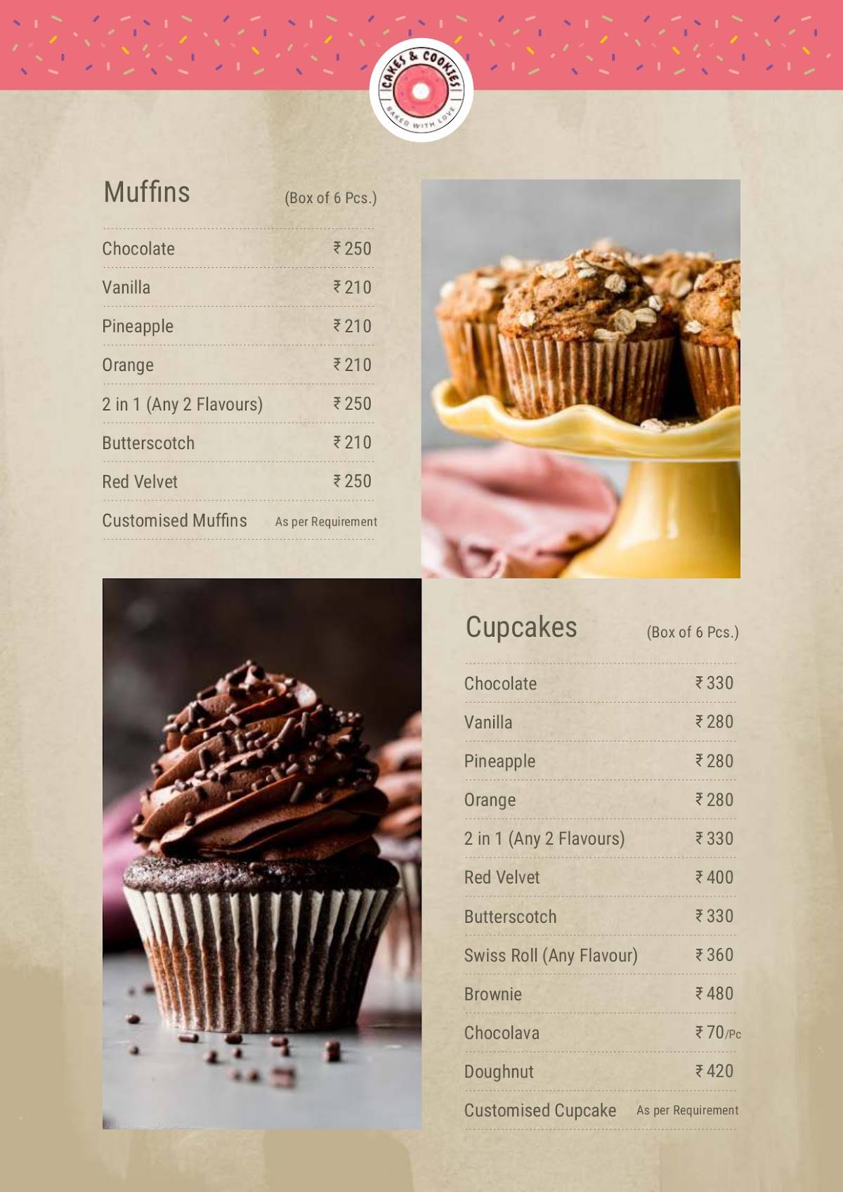 CAKES & COOKIES menu