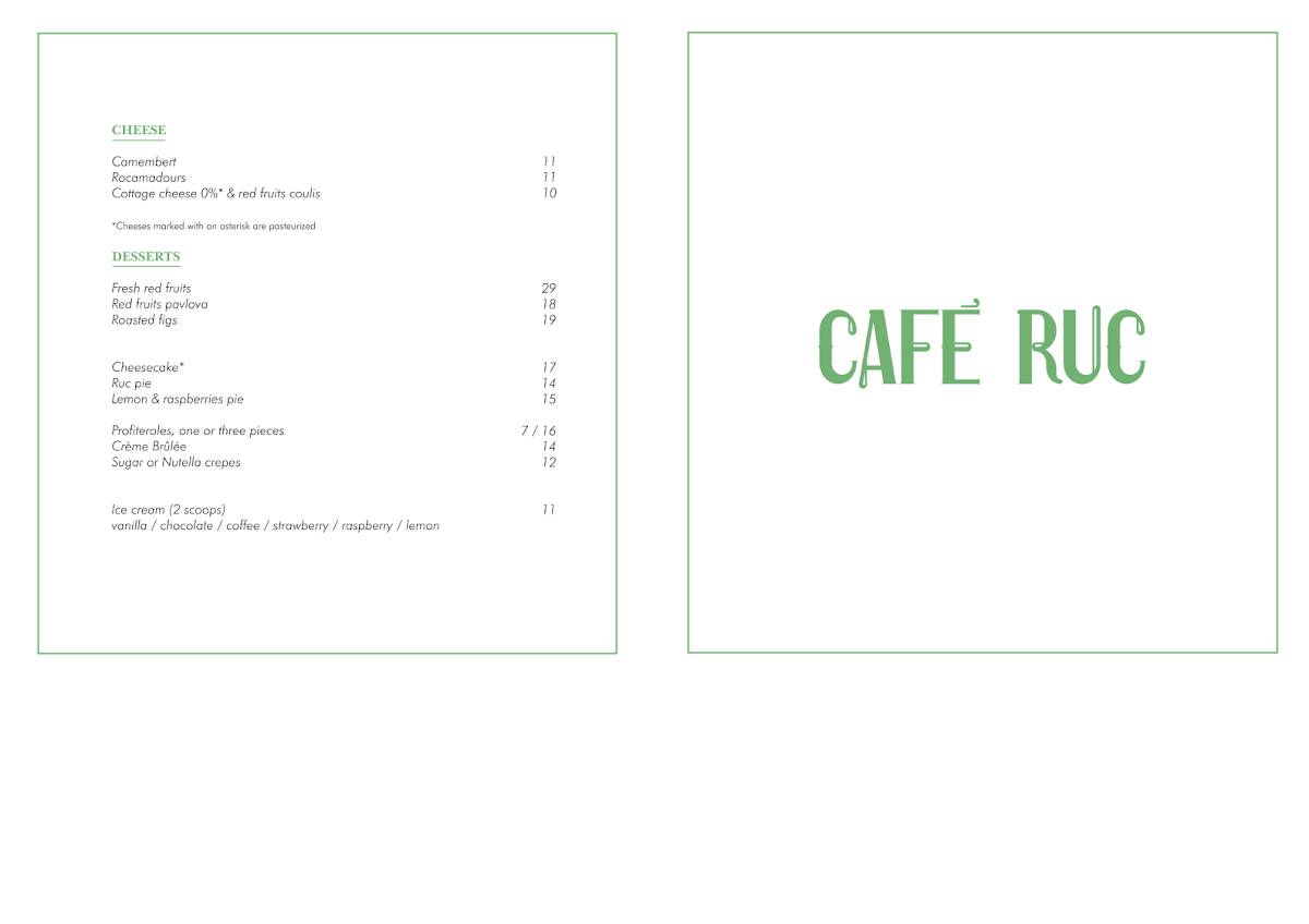 Menu de Café Ruc