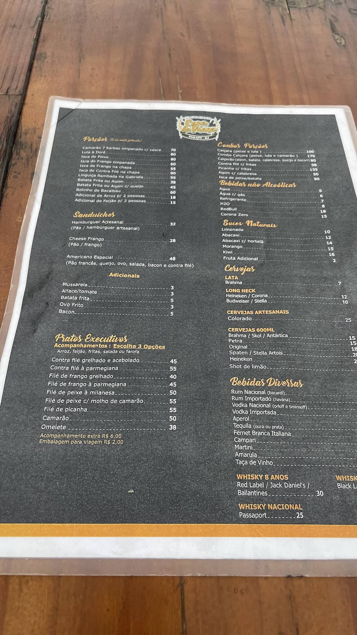 Cachaçaria & Bar Cana Da Praça cardápio