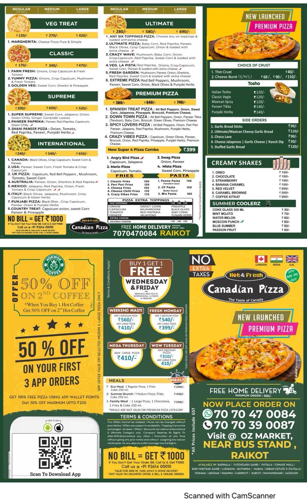 Canadian Pizza Raikot menu