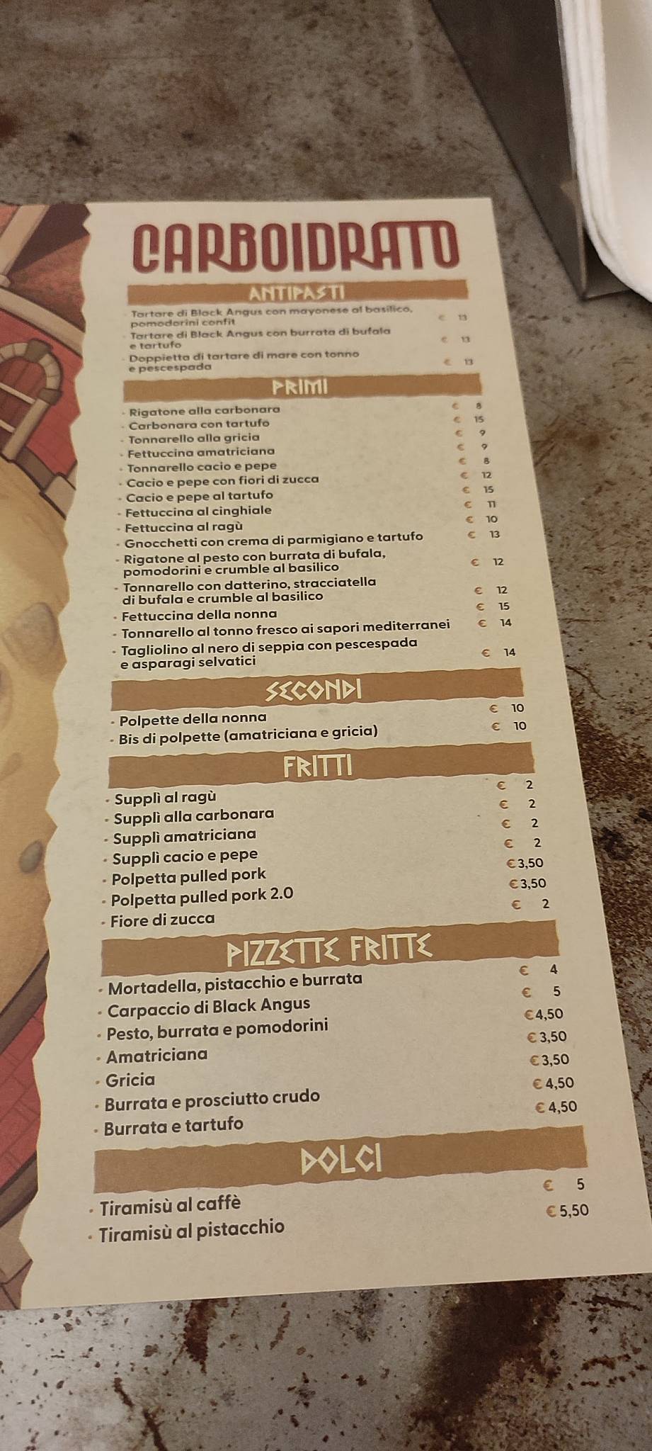 Menu di Carboidrato 