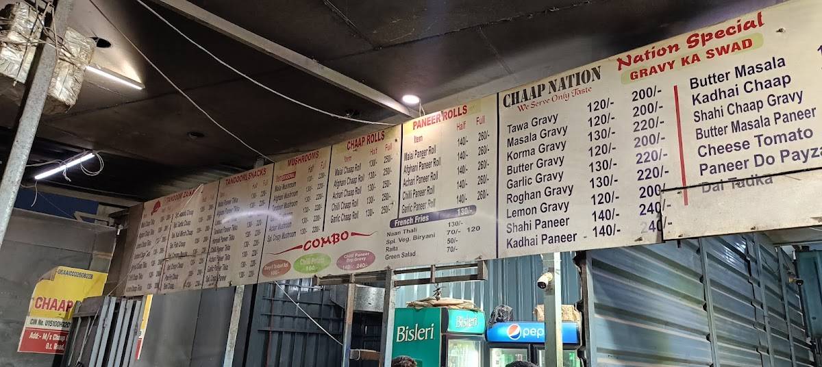 Chaap Nation menu