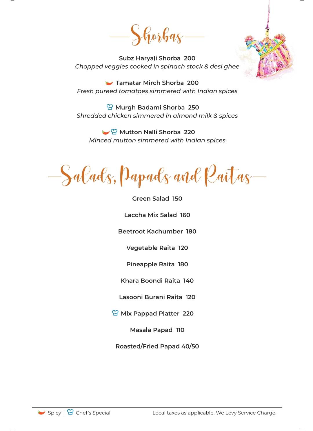 Chambal Restobar menu