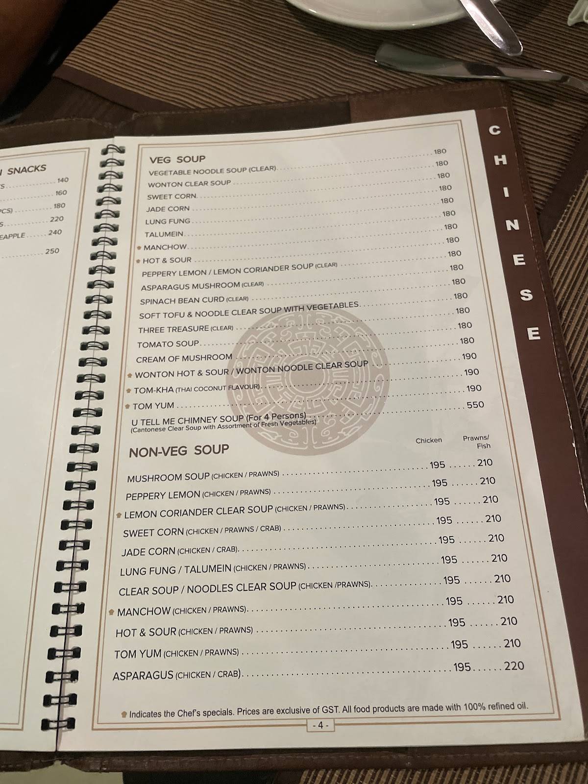 China Grill menu
