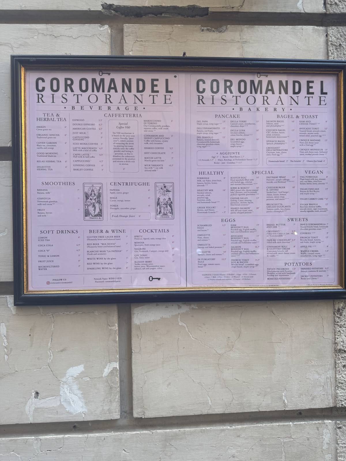 Menu de Coromandel