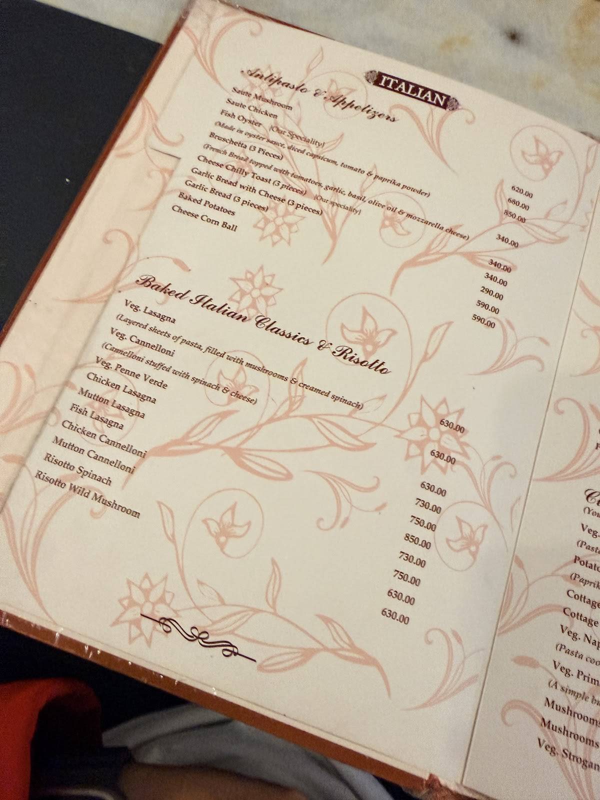 Crystal Restaurant menu