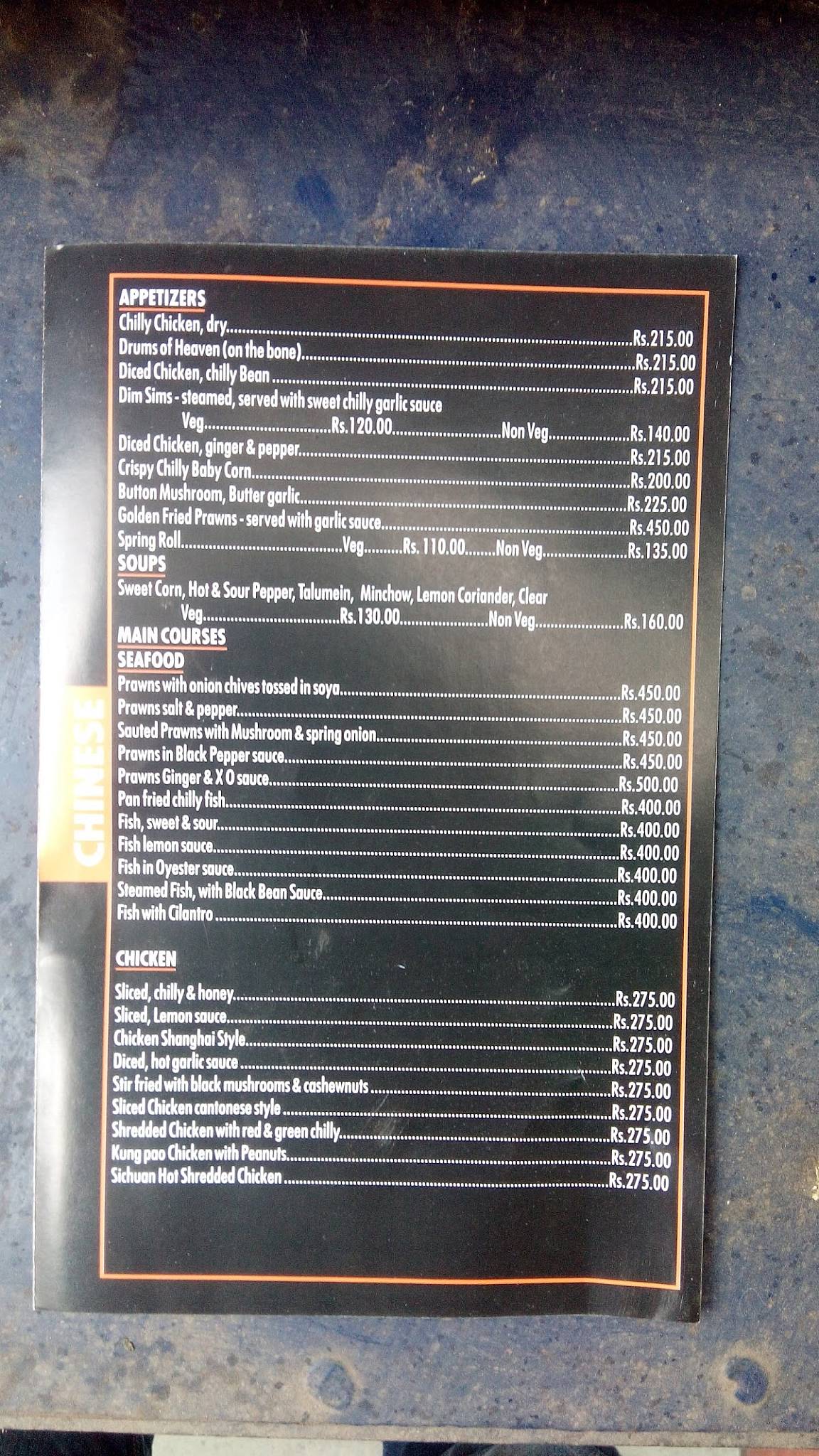 Culinaire menu