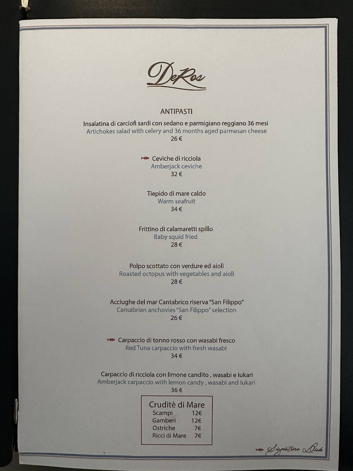 Menu di Deros Ristorante 