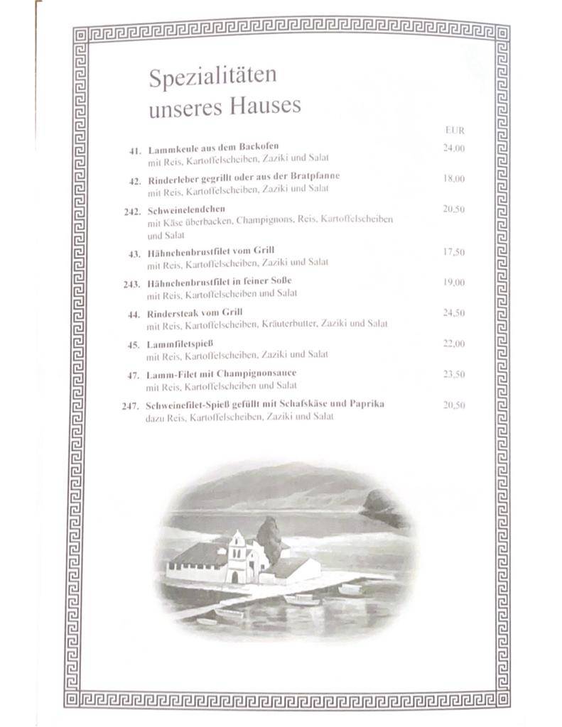 Menu de Restaurant Delphi Senden