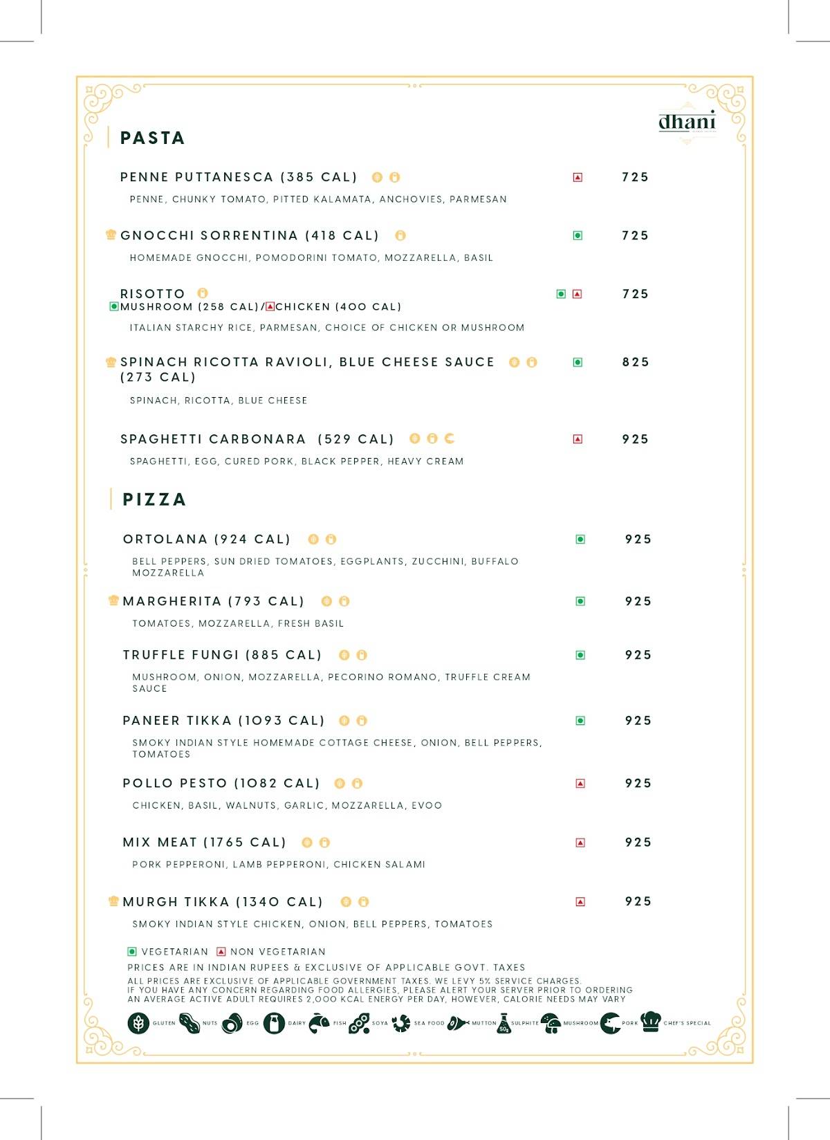 Dhani Restaurant - Kaldan Samudhra menu