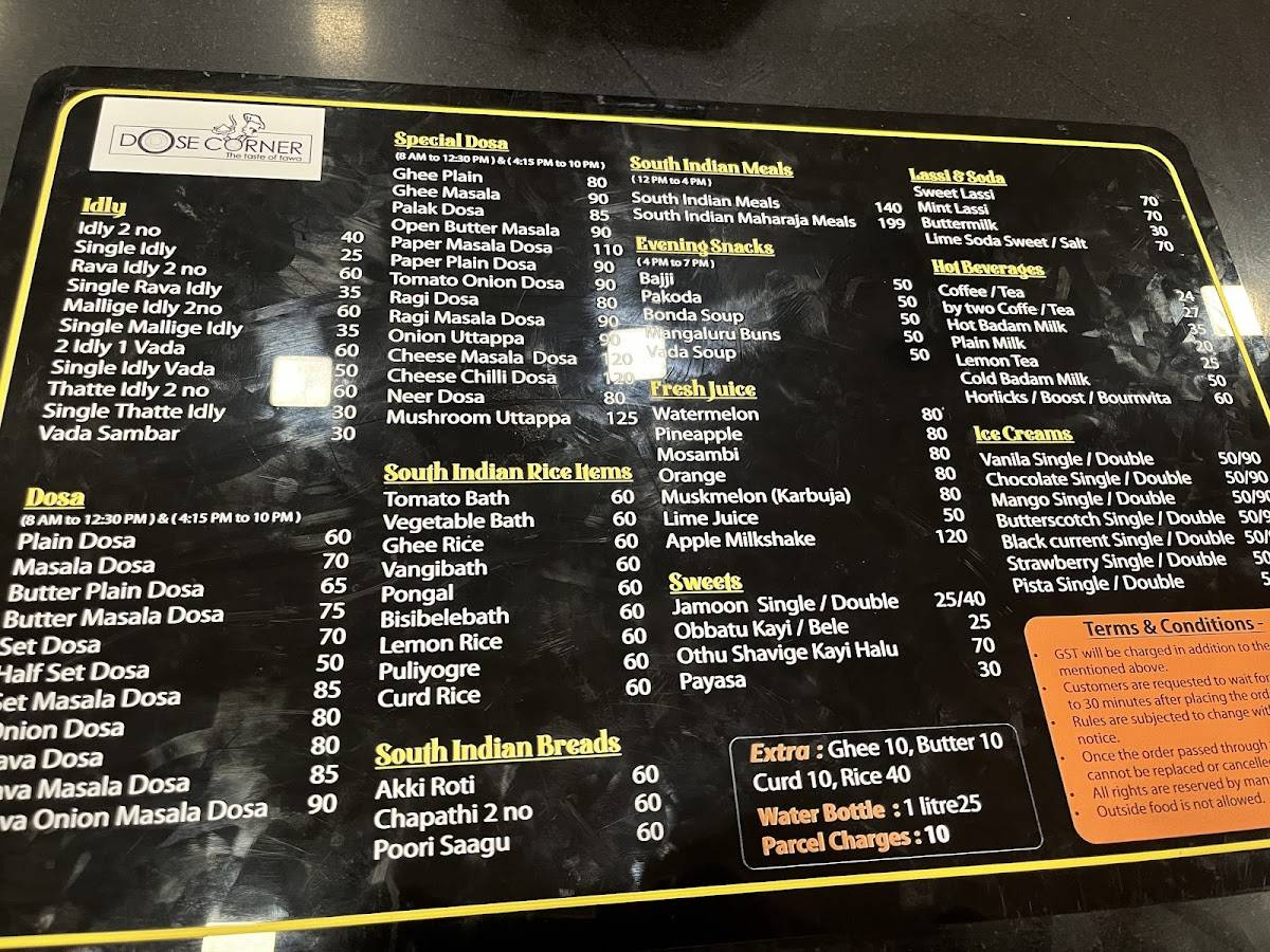 Dose Corner menu