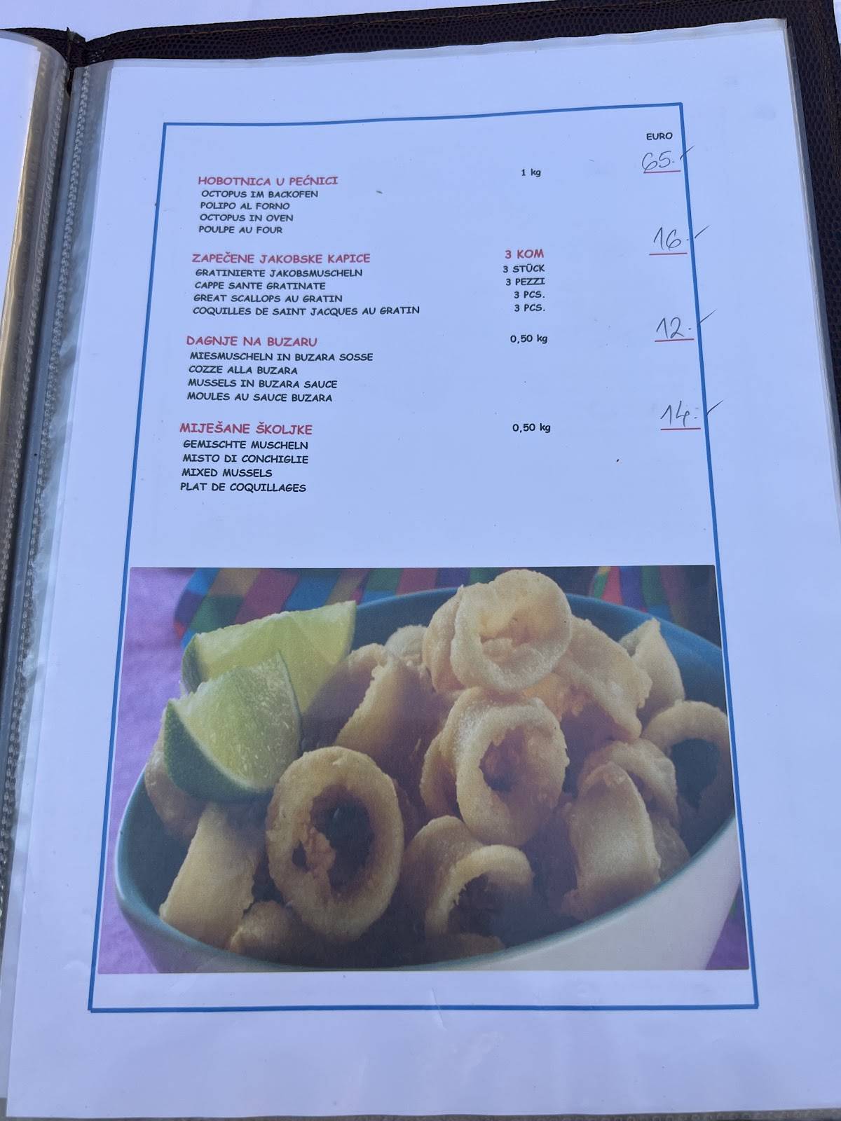 Menu di Restaurant Dvi Palme 