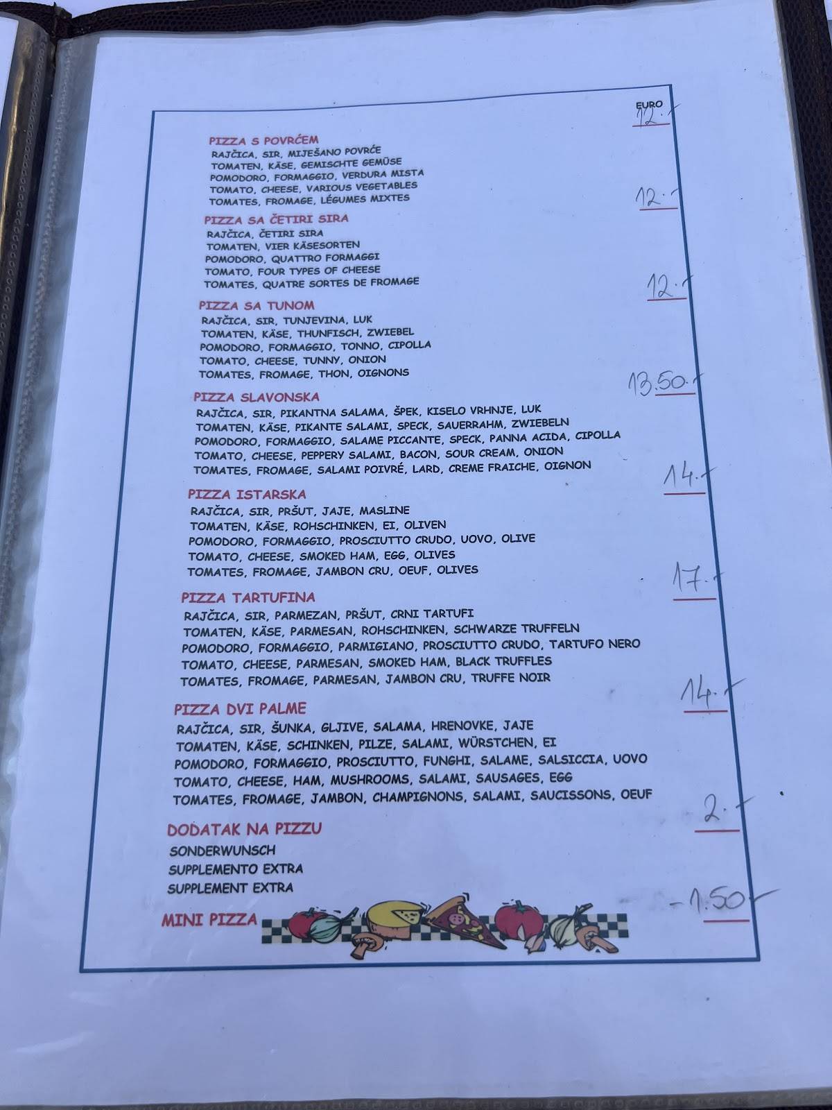 Menu di Restaurant Dvi Palme 