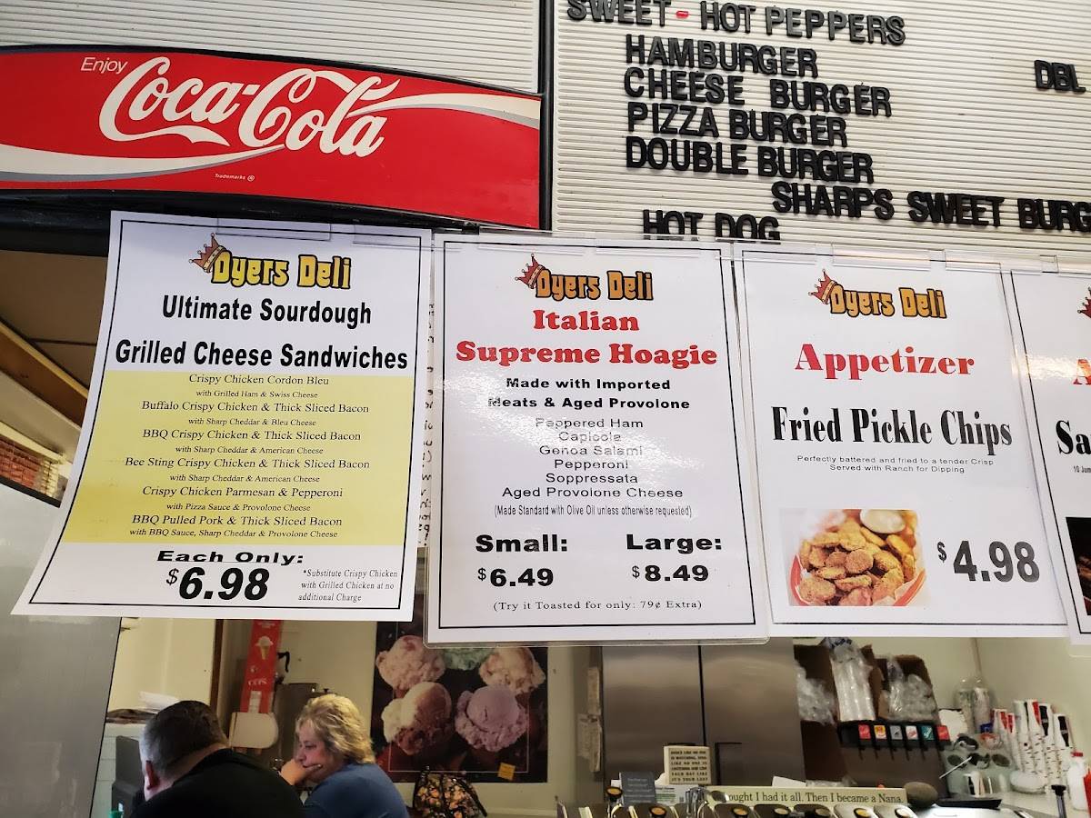 Menu at Dyers Deli restaurant, USA