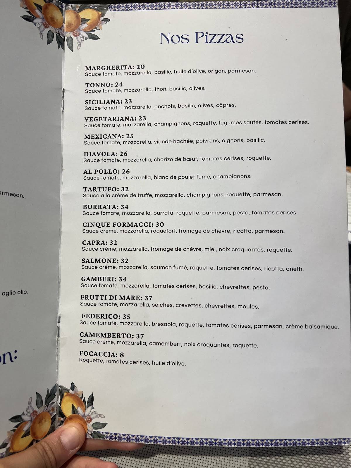 Menu de FEDERICO