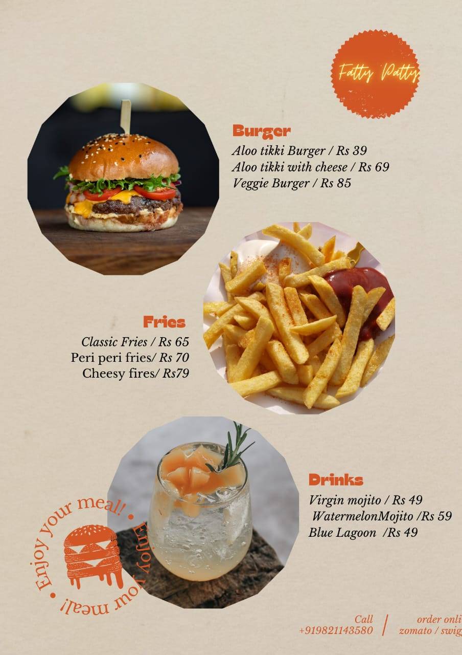 Fatty Patty menu