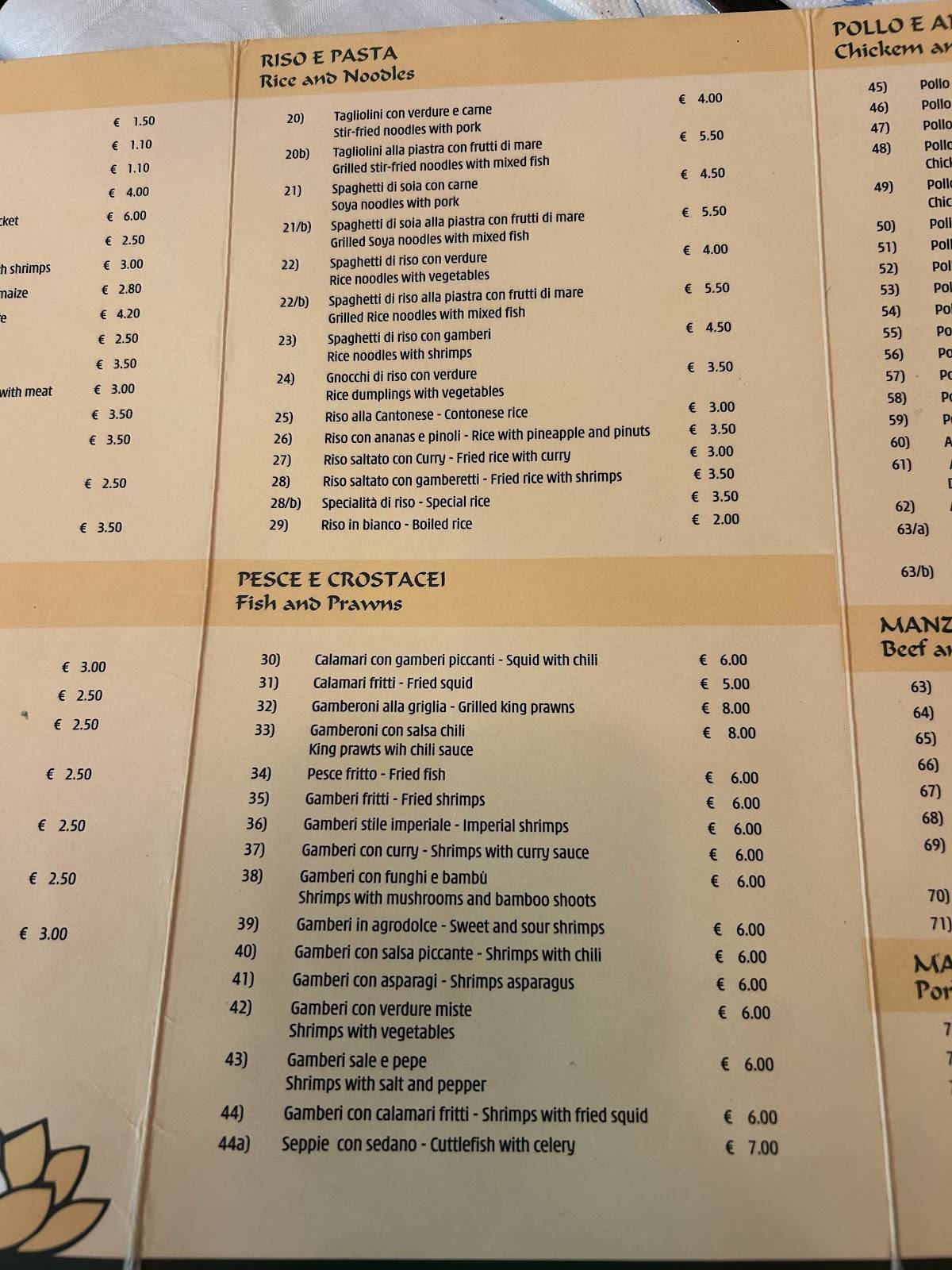 Menu di Fior di Loto 
