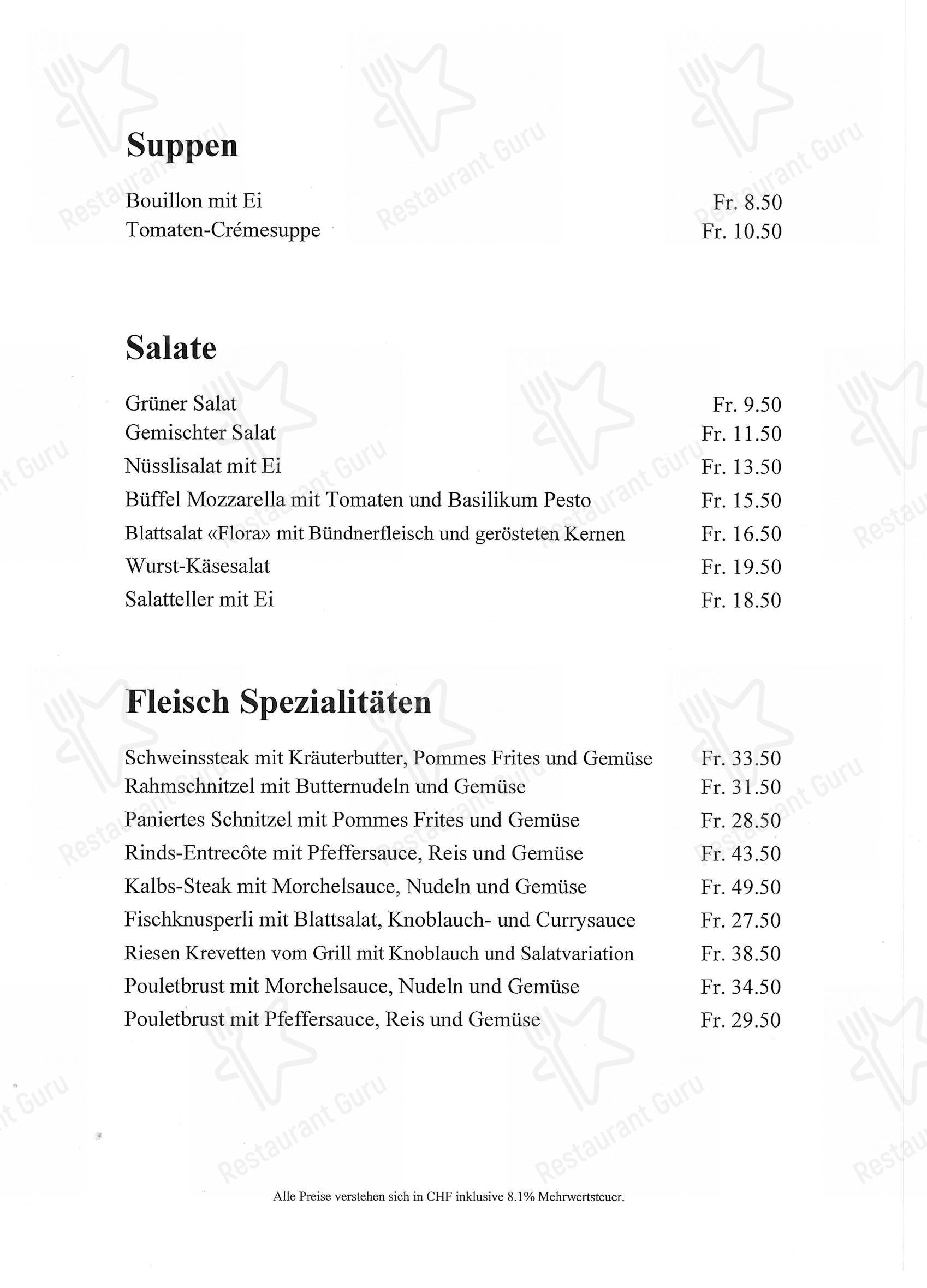 Menu per Restaurant Flora in Landquart