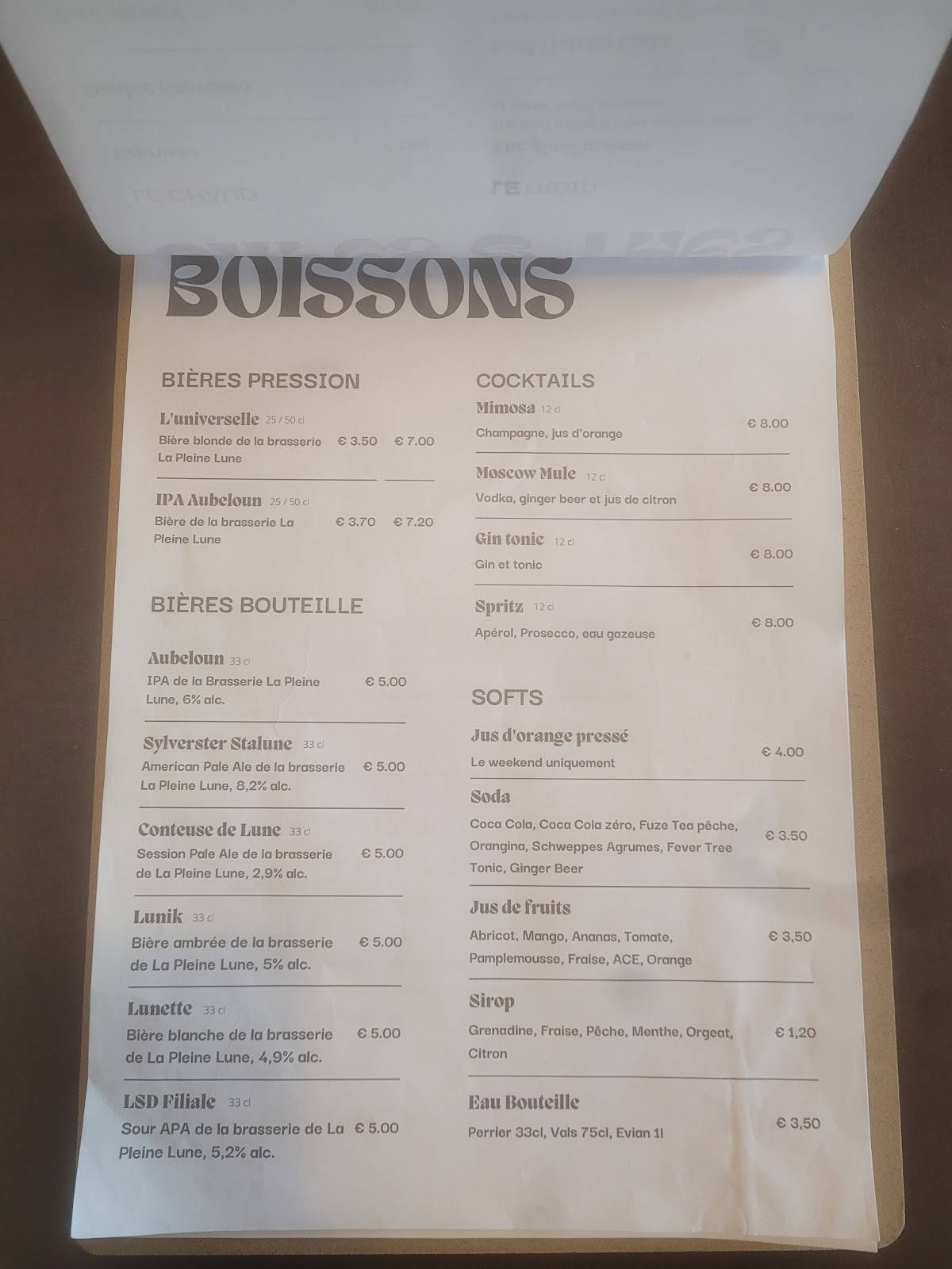 Menu de Fludo