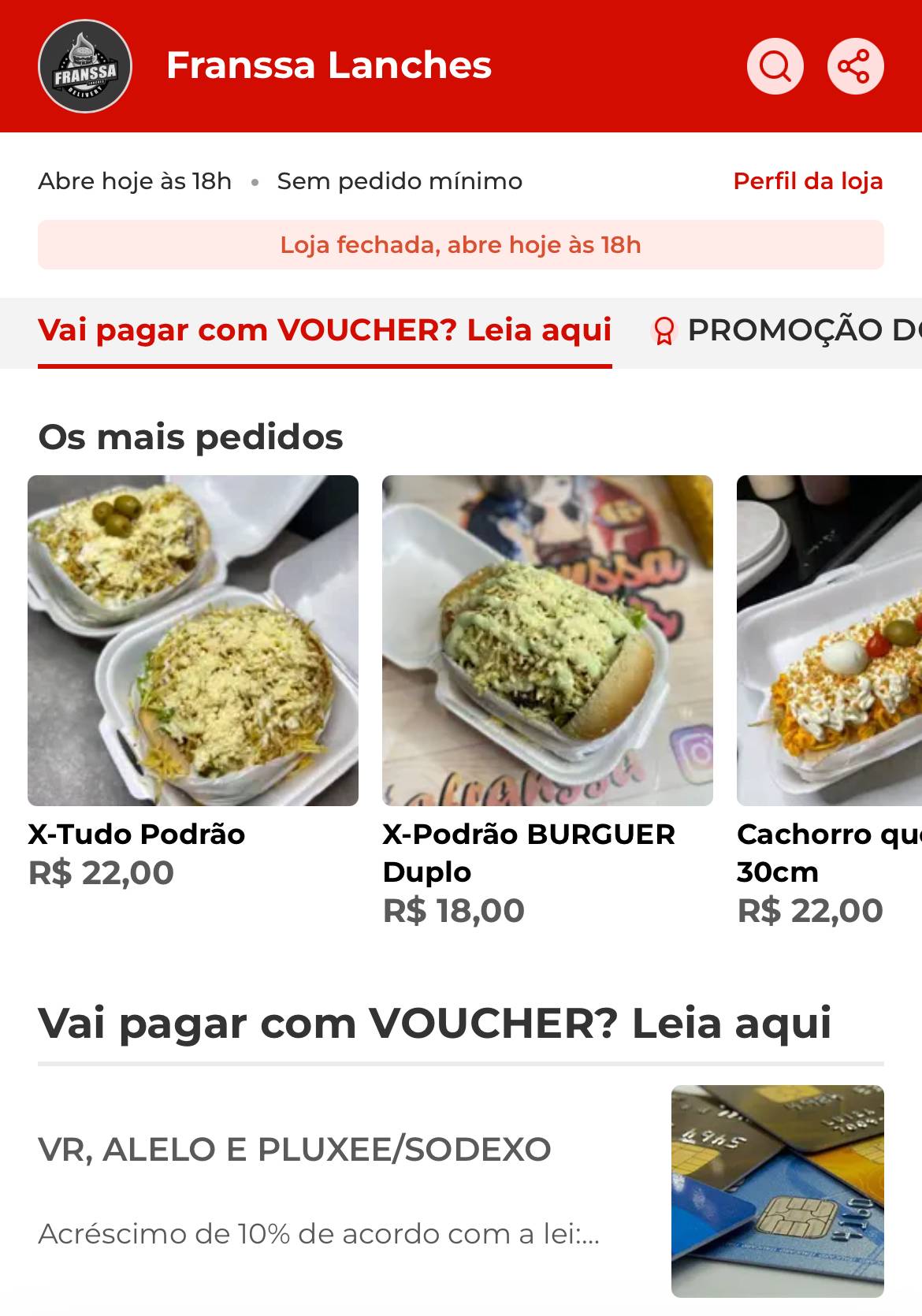 Franssa Lanches cardápio
