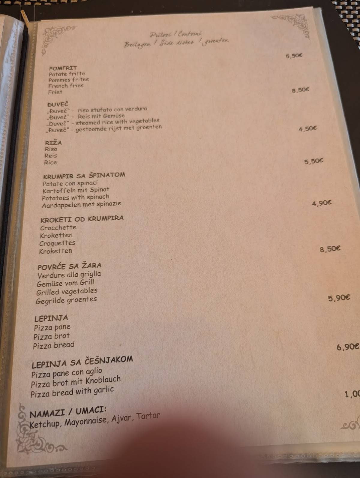 Menu di Goga 