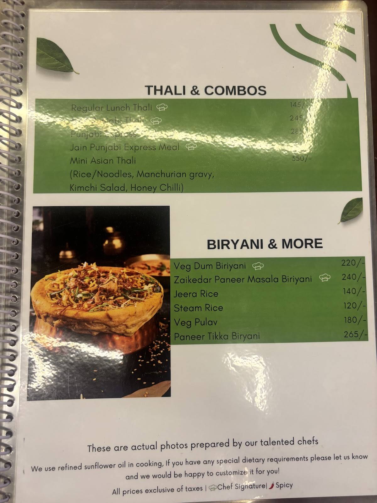 Green Guru menu