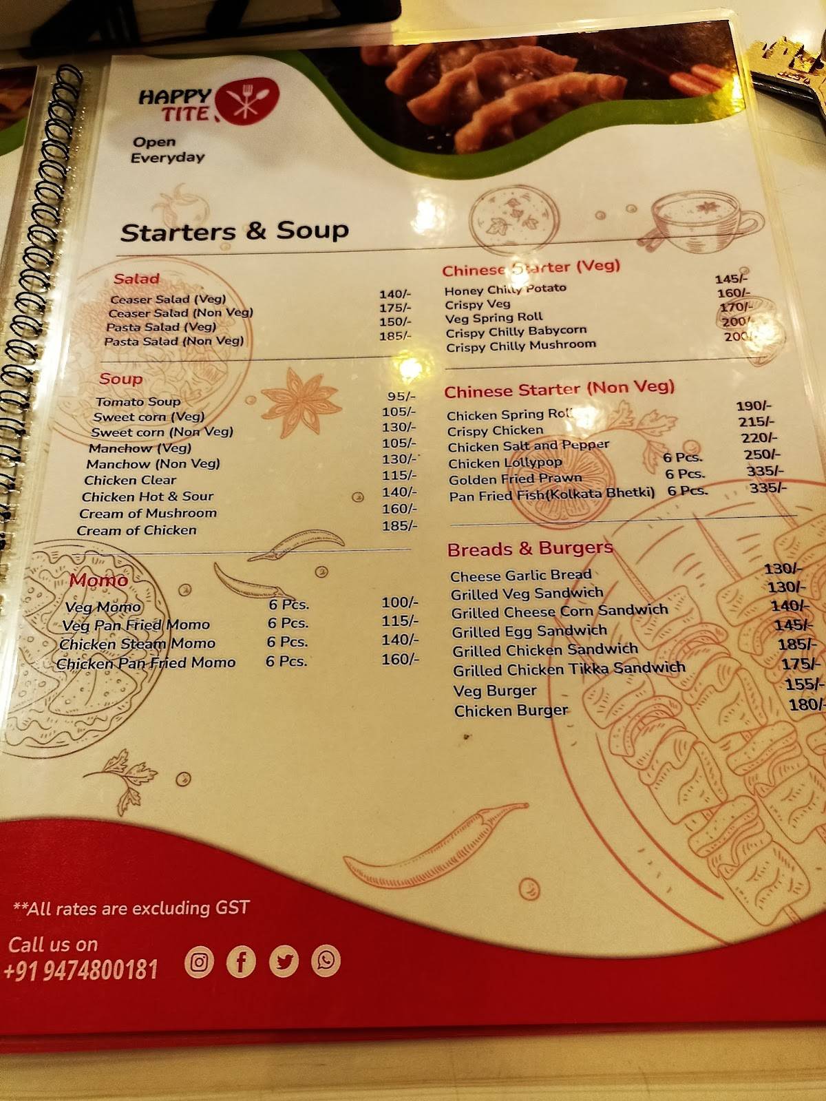 HappyTite Restaurant menu