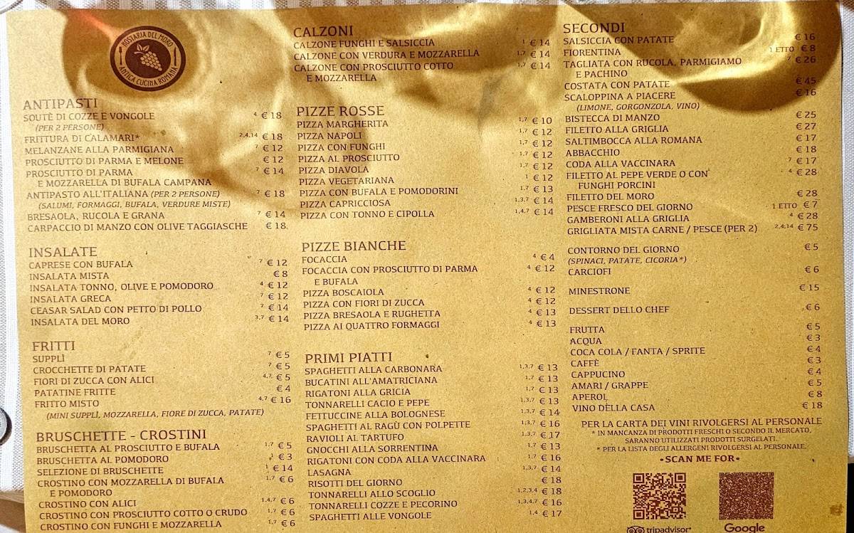 Menu di Hostaria Del Moro 