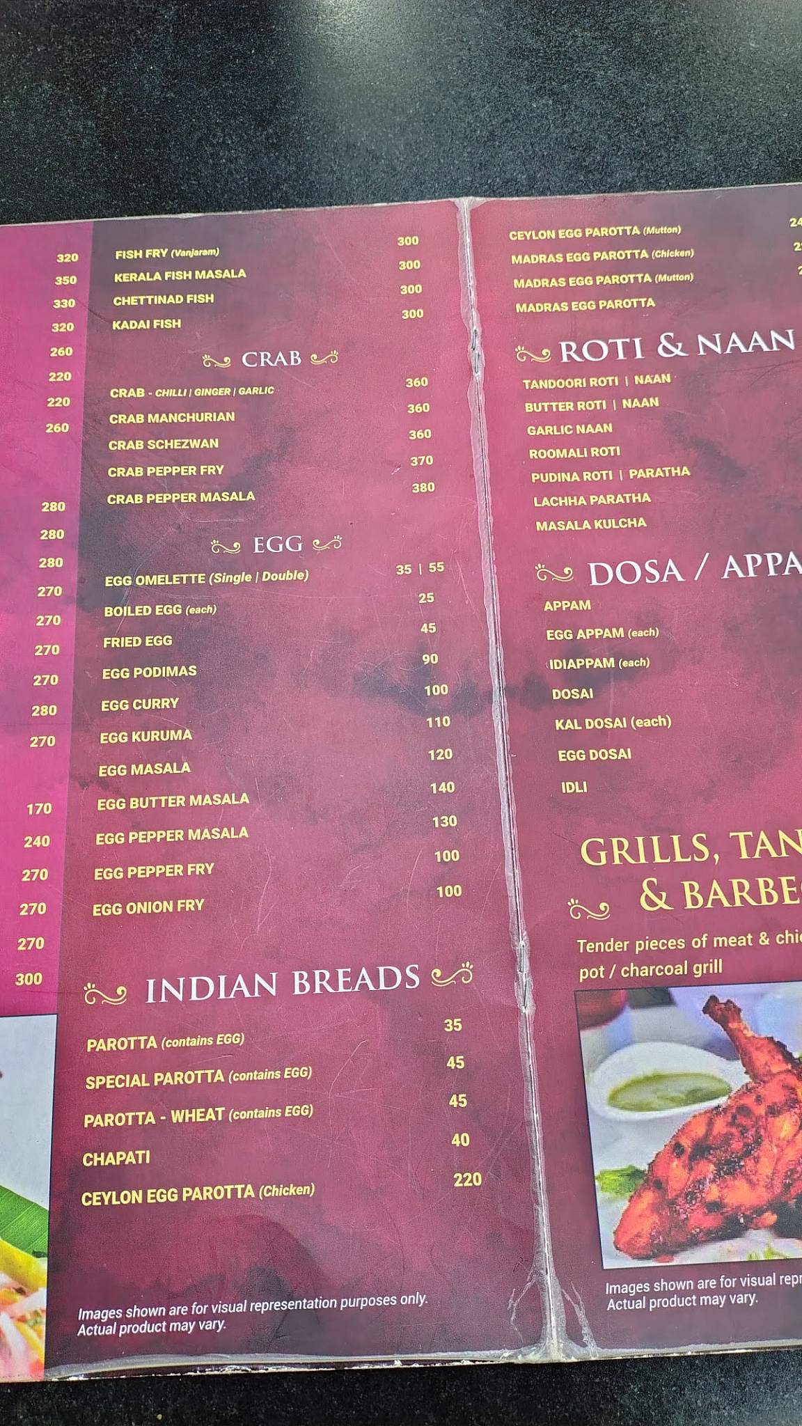 Hotel Paramount menu