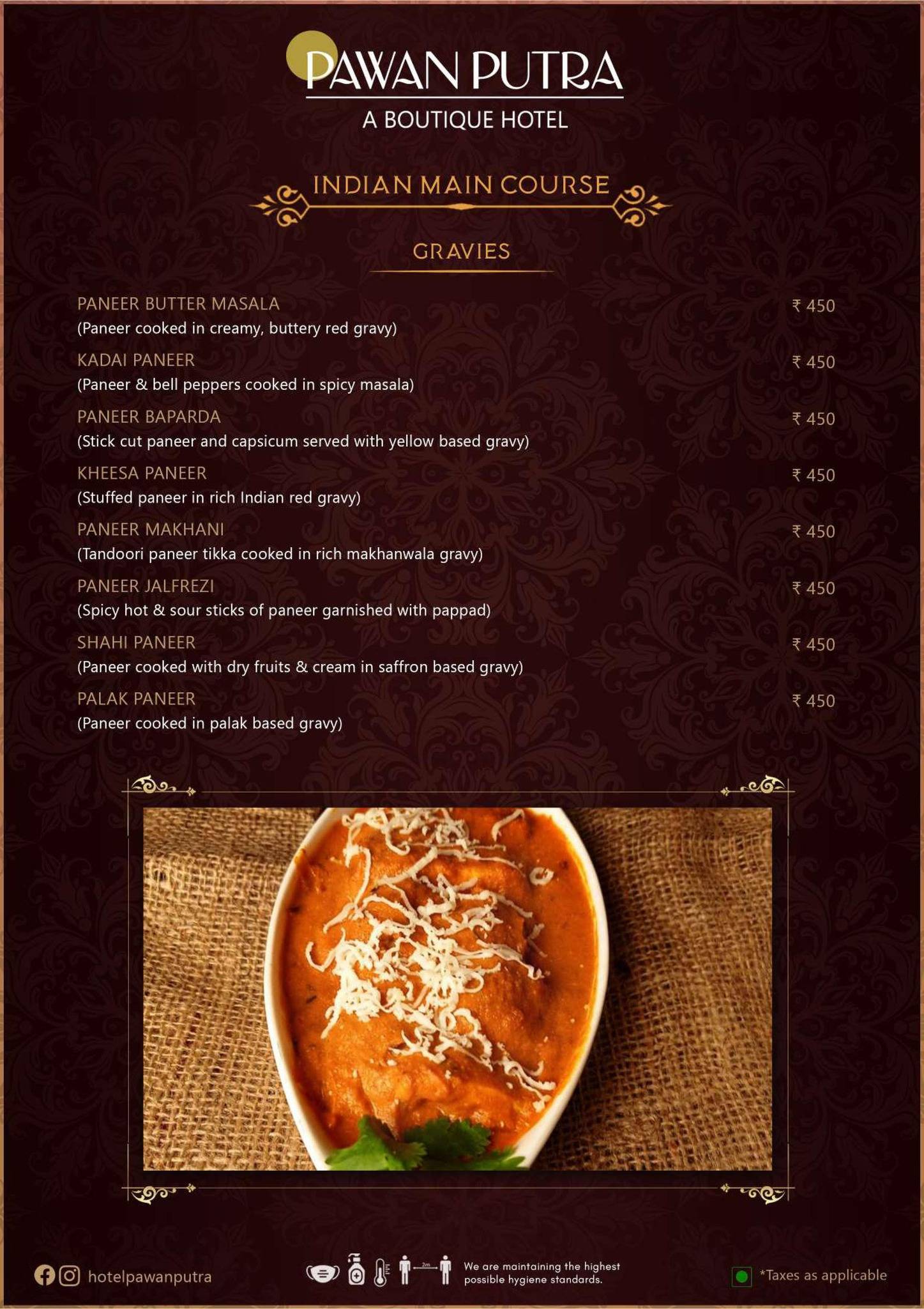 Hotel Pawan Putra menu