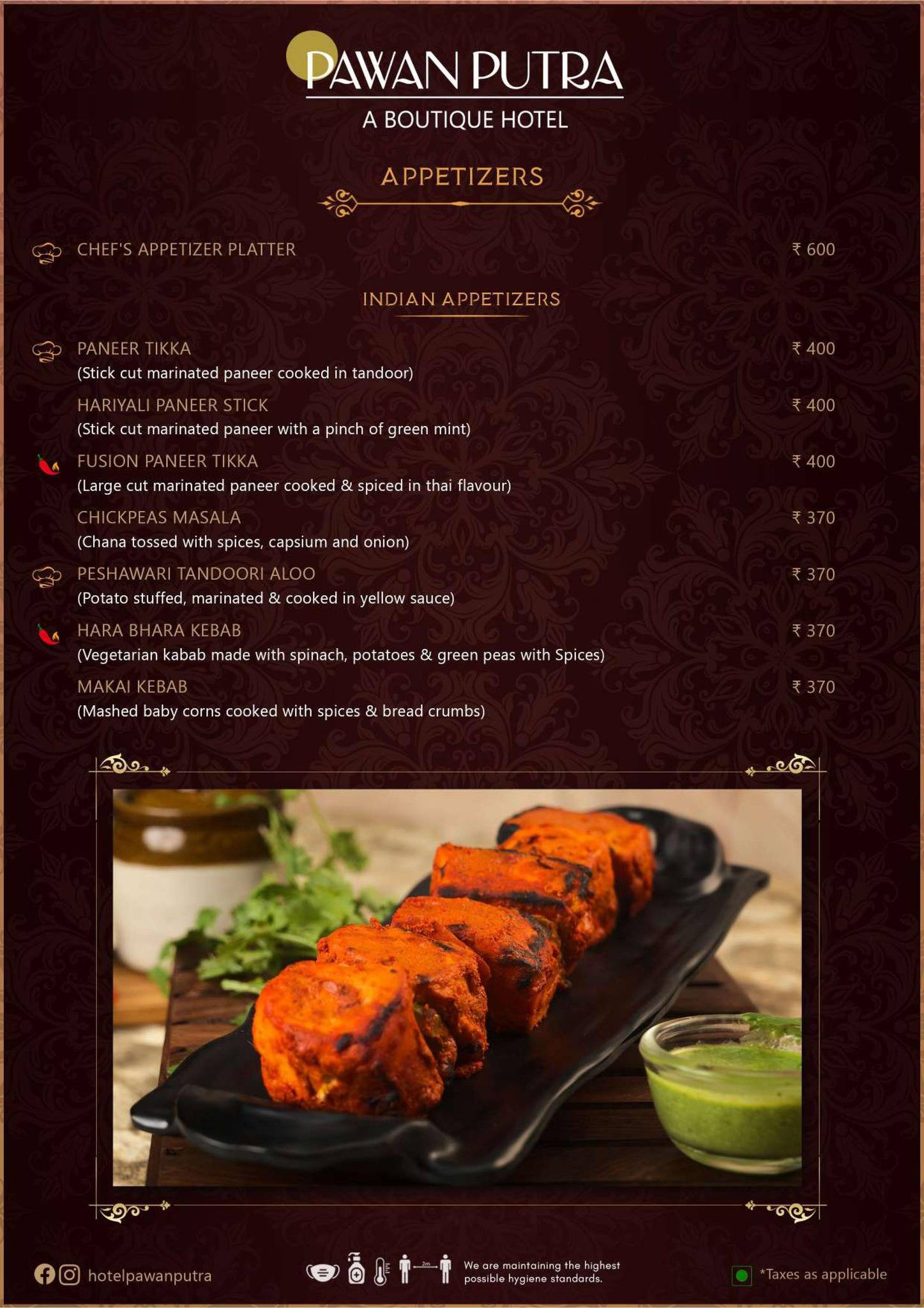 Hotel Pawan Putra menu
