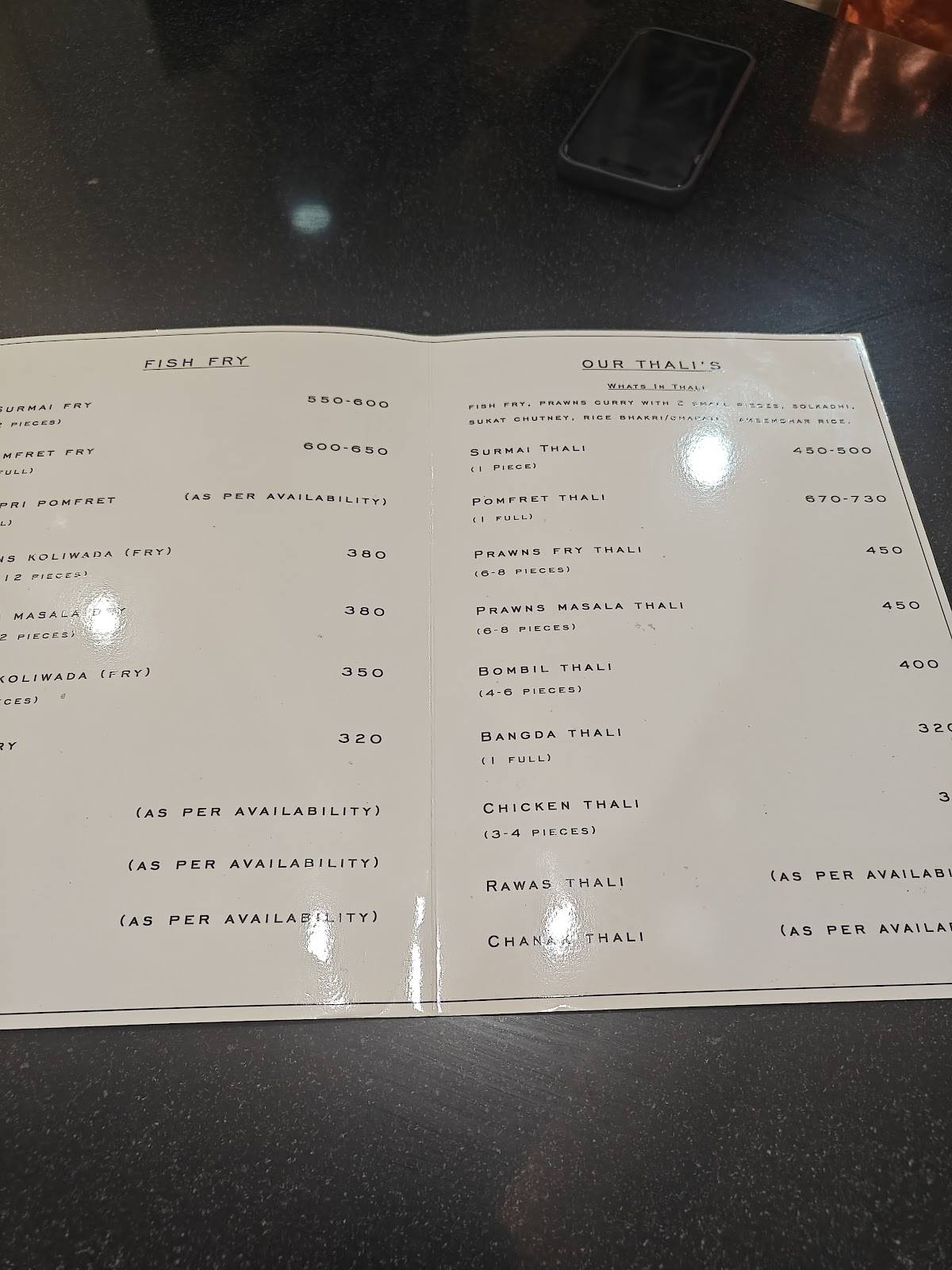 Hrishikesh Sea Foods (Assal Malvani) Take Away and Dining menu
