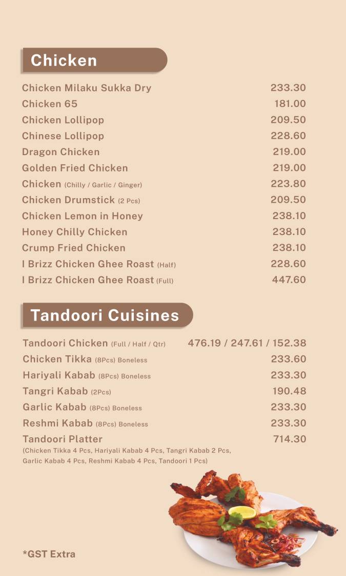 Ibrizz Park & Kitchen menu