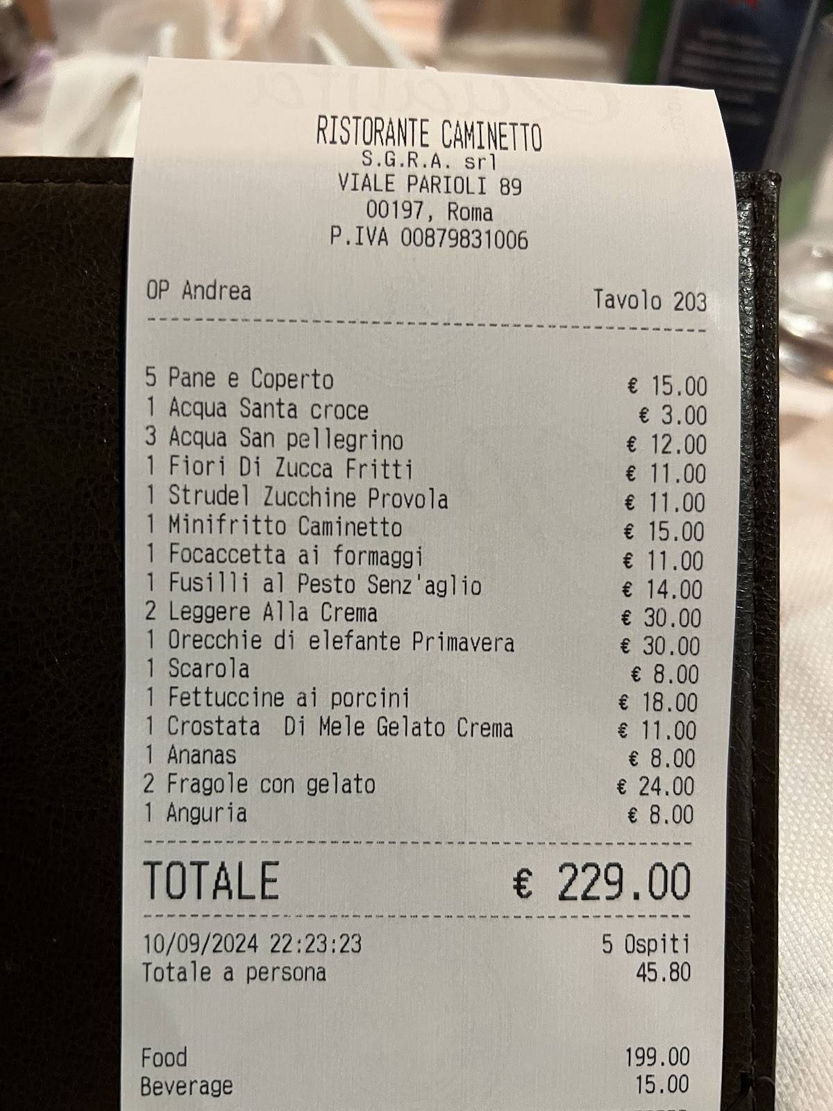 Menu di Ristorante Il Caminetto 